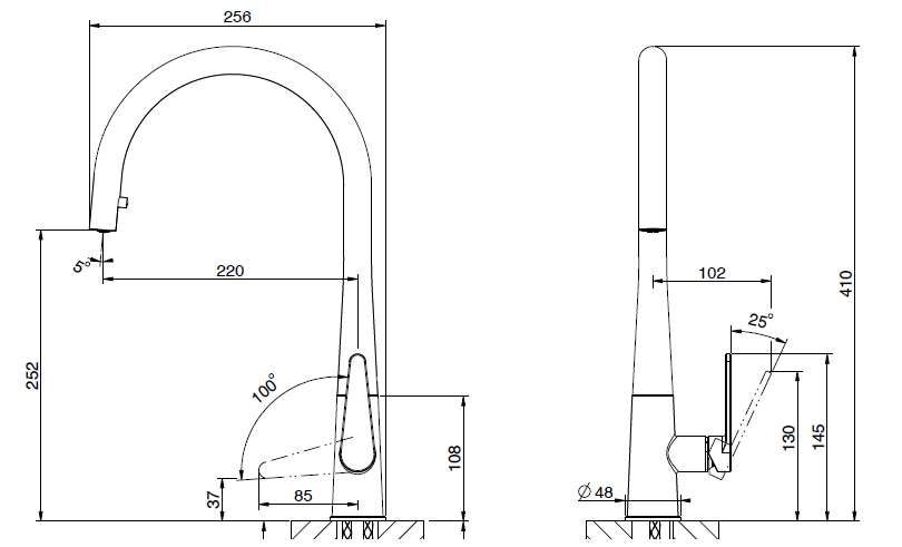MONOMANDO ETNA SHOWER PVD COBRE